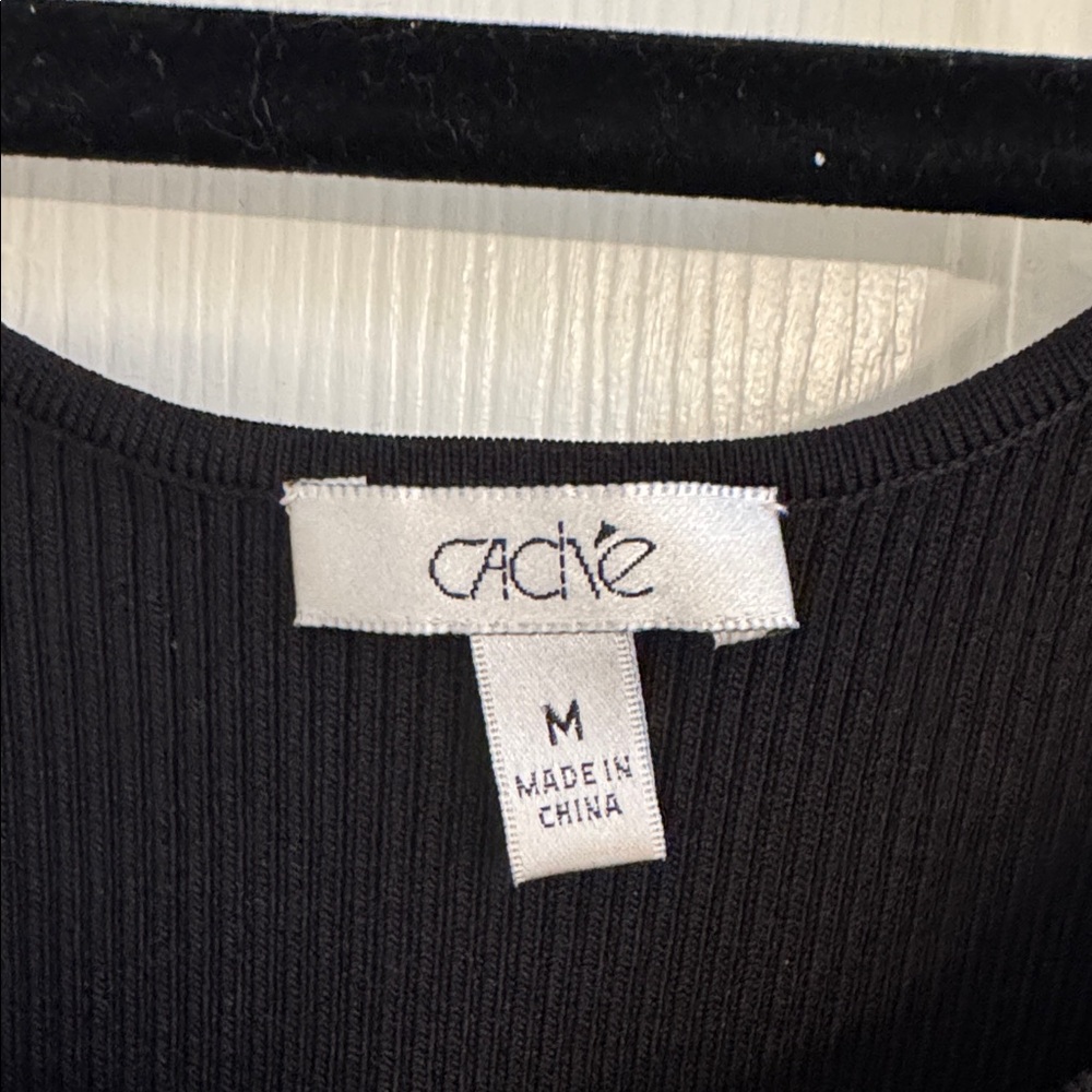 Caché Vintage Black Top w/ Silver Chain Around Front of Neck - Picture 5 of 6